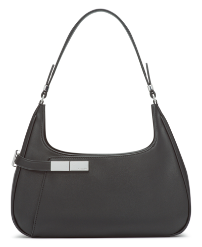 Calvin Klein Women's Jade Top Zipper Shoulder Bag In Black Silver-tone