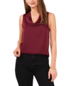 Vince Camuto Hammered Satin Sleeveless Cowl Neck Top In Crisp Merlot