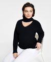 BAR III WOMEN'S CUTOUT-DETAIL TURTLENECK SWEATER, CREATED FOR MACY'S