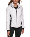 CALVIN KLEIN WOMENS SIDE-PANEL HOODED PACKABLE PUFFER COAT, CREATED FOR MACYS