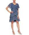 Sl Fashions Tiered Shimmer Shift Dress In Wedgewood