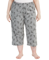 Hue Plus Size Printed Capri Pajama Pants In Med Grey Heather