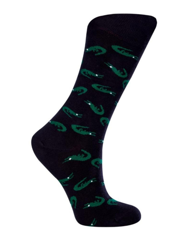 Love Sock Company Women's Alligator W-cotton Novelty Crew Socks With Seamless Toe Design, Pack Of 1 In Black