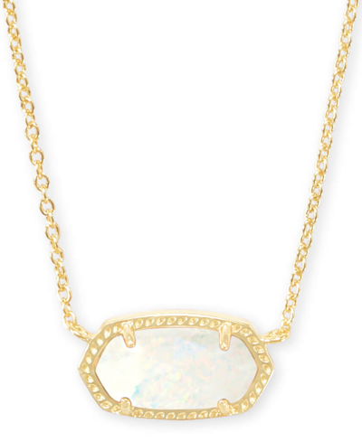 Kendra Scott 14k Gold Plated Elisa Pendant Necklace In White Kyocera Opal
