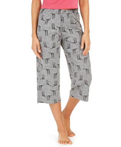 Hue Plus Size Printed Capri Pajama Pants In Med Grey Heather