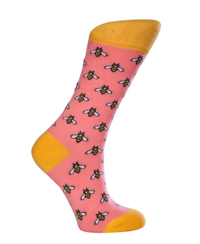 Love Sock Company Women's Bee W-cotton Novelty Crew Socks With Seamless Toe Design, Pack Of 1 In Pink