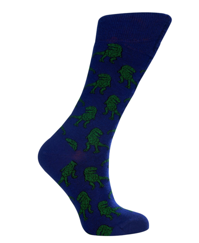 Love Sock Company Women's T-rex W-cotton Novelty Crew Socks With Seamless Toe Design, Pack Of 1 In Navy