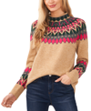 CECE WOMEN'S FAIR ISLE LONG SLEEVE MOCK NECK SWEATER