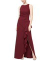 ALEX & EVE RUFFLED SLIT-FRONT GOWN