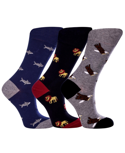 Love Sock Company Women's Animal Kingdom Bundle W-cotton Novelty Crew Socks With Seamless Toe Design, Pack Of 3 In Multi Color