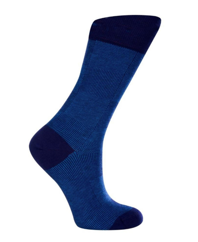 Love Sock Company Women's Checkers W-cotton Dress Socks With Seamless Toe Design, Pack Of 1 In Blue