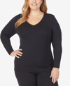 CUDDL DUDS PLUS SIZE SOFTWEAR WITH STRETCH V-NECK TOP