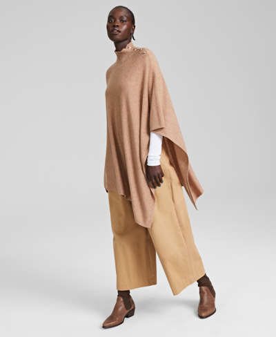 Charter Club Women's 100% Cashmere Turtleneck Poncho, Created For