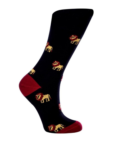 Love Sock Company Women's Lions W-cotton Dress Socks With Seamless Toe Design, Pack Of 1 In Black