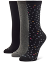 Hue Women's 3 Pack Super Soft Crew Socks In Black Confetti