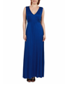24seven Comfort Apparel V Neck Sleeveless Maternity Maxi Dress With Belt In Royal