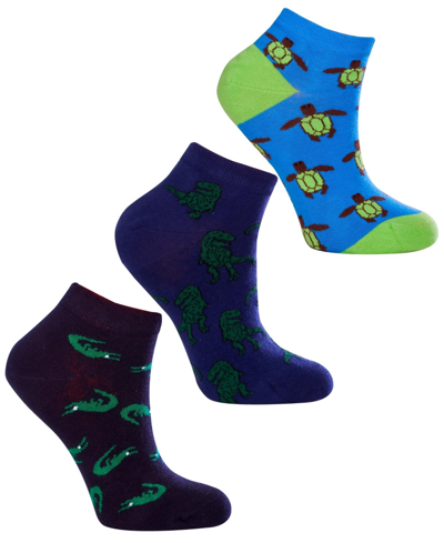 Love Sock Company Women's Ankle Bundle 1 W-cotton Novelty Socks With Seamless Toe, Pack Of 3 In Multi Color