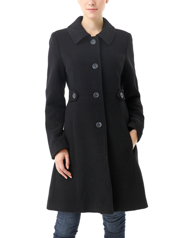 Kimi & Kai Women's Heather Wool Walking Coat In Black