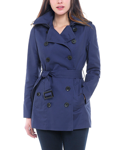 Kimi & Kai Women's Noa Water-resistant Shell Trench Coat In Navy