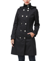 Kimi & Kai Women's Eeva Water-resistant Hooded Trench Coat In Black