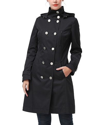 Kimi & Kai Women's Eeva Water-resistant Hooded Trench Coat In Navy