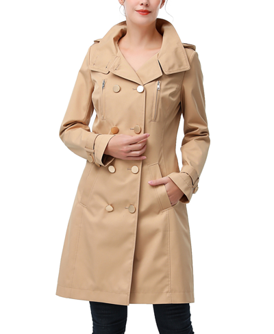 Kimi & Kai Women's Eeva Water-resistant Hooded Trench Coat In Tan