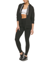Dkny Sport Women's Logo-drawstring Fleece Full-zip Hoodie In Black