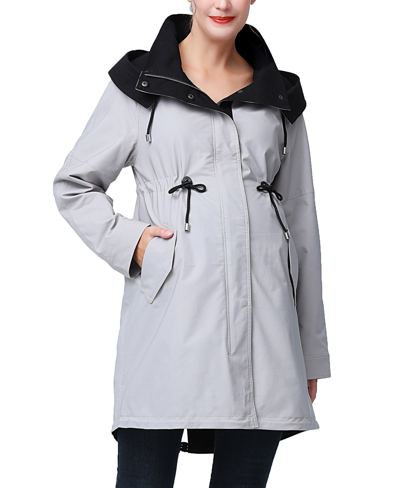 Kimi & Kai Aino Maternity Water Repellent Hooded Parka Jacket In Gray