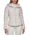 Calvin Klein Womens Side-panel Hooded Packable Puffer Coat, Created For Macys In Oyster