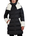 TAHARI WOMEN'S FLEECE-TRIM HOODED PUFFER COAT