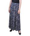 Ny Collection Petite Maxi A-line Skirt With Front Faux Belt With Ring Detail In Navy Geo Dot