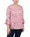 Ny Collection Women's Bell Sleeve Blouse And Solid Camisole In Blossom Scrolleaf