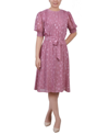 NY COLLECTION WOMEN'S ELBOW SLEEVE SWISS DOT DRESS
