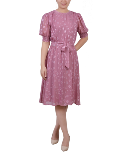 Ny Collection Plus Size Elbow Sleeve Swiss Dot Dress In Lilas