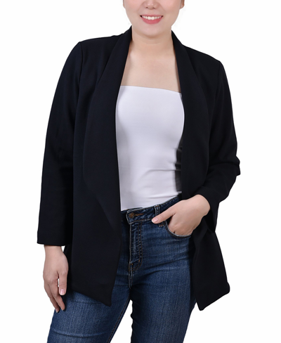 Ny Collection Petite Long Sleeve Scuba Crepe Jacket In Black