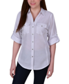 Ny Collection Women's 3/4 Roll Tab Blouse With Pockets In White