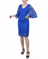 Ny Collection Women's Wide Elbow Sleeve Lace Dress In Surf The Web