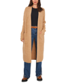 Vince Camuto Longer Length Ribbed Cardigan In Latte Heather