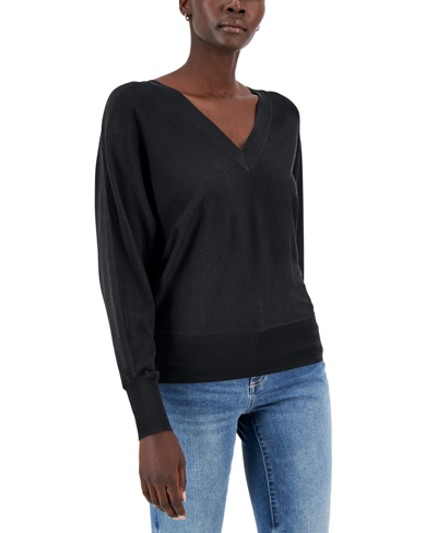 Inc International Concepts Women's V-neck Sweater, Created For Macy's In Deep Black