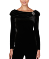 Alex Evenings Women's Velvet Embellished Ruched-collar Top In Black