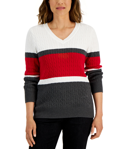 Karen Scott Women's Zip-back Mock-neck Sweater, Created For Macy's In New Red Amore