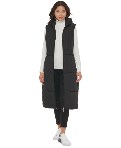 CALVIN KLEIN WOMEN'S LONG HOODED PUFFER VEST 