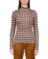 Sanctuary Slinky Mock Turtleneck Top In Java Houndstooth