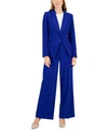 Tahari Asl Plus Size One Button Blazer Knit Top Wide Leg Pants In Black