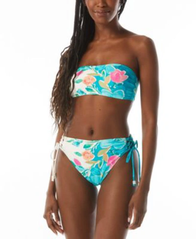 Carmen Marc Valvo Womens Bandeau Bikini Top Ruched Drawstring Bikini Bottoms Women's Swimsuit In Multi