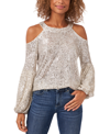 Cece Cold Shoulder Sequined Blouse In Beige