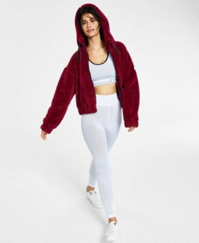 Calvin Klein Performance Womens Medium Impact Sports Bra Hooded Jacket 7 8 Leggings In White