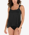 Miraclesuit Razzle Dazzle Dazzle Underwire Asymmetrical-drape Tankini Top Women's Swimsuit In Black