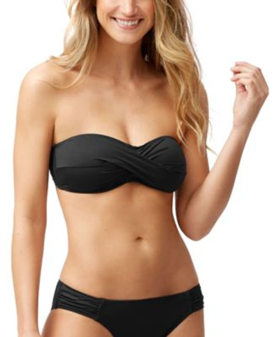 Tommy Bahama Pearl Twist Bikini Top Pearl Ruched Bikini Bottoms Women's Swimsuit In Black