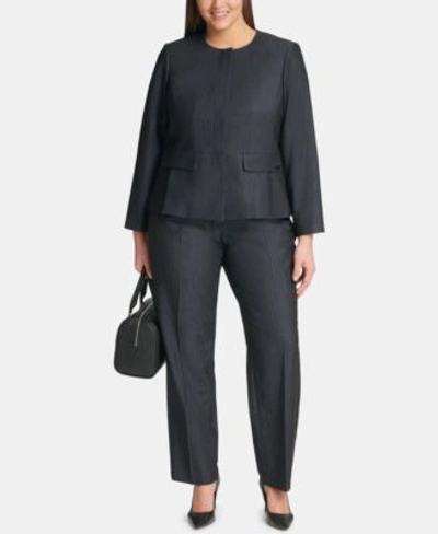 Calvin Klein Plus Size Denim Jacket Modern Pants In Indigo